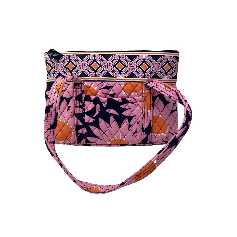Vera Bradley Loves Me Navy Blue Pink Daisies Retired 2010 Pattern Handbag Purse